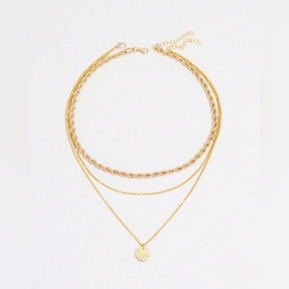 Gold 2pc Disc Multi Layered Necklace - Picture 2 of 2